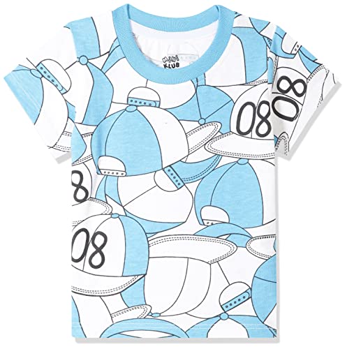 Image of miniklub Boys Yellow & Blue Typography Set Of 3 Striped Cotton T-Shirt