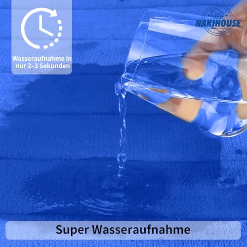 NAKIHOUSE Badematte Set 3-teilig aus Memory Foam, rutschfest & Saugfähig, Waschbar, Weich & Schnell Trocknend, Badezimmerteppich für Dusche, WC & Badewanne,Blau – Bild 5