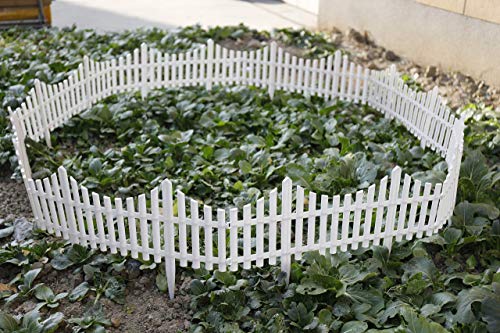 Finderomend 12PCS White Plastic Fence Garden Picket Fence Lawn Flowerbeds Plant Borders Decorative Garden