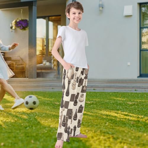 visesunny Boys' Pants Chess Board Piece Jogger Pants Elastic Waist Long Bottoms Trousers with Pockets4