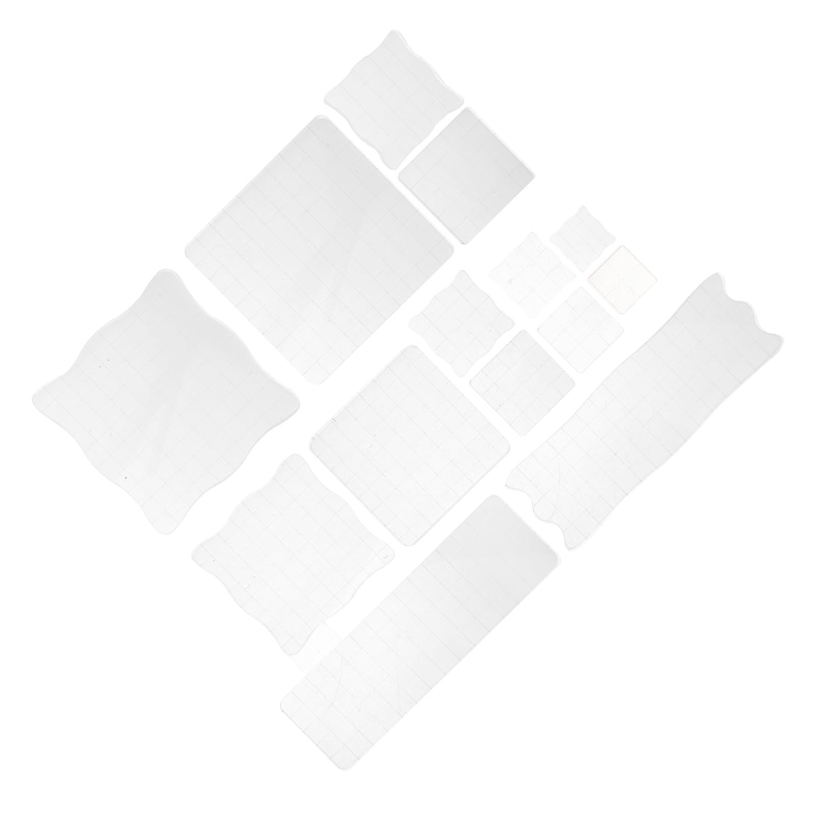 14 Piezas Bloques Transparentes de Acrílico and Alta Visibilidad con Líneas de Cuadrícula with Bordes Redondeados para Sellos, con Bordes Redondeados y Alta Visibilidad, Ideales