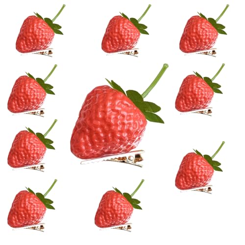 10PCS accesorios de fresa, pinzas de cabello frutales miniatura 1