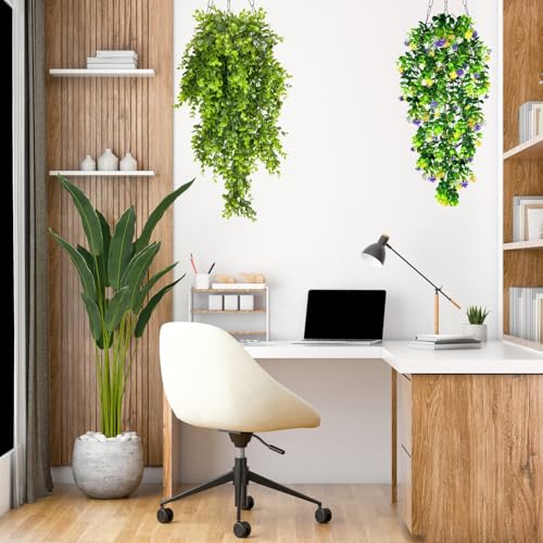 Image of Tdas Artificial Hanging Plants Leaves Eucalyptus Ivy Garlands Plant Greenery Vine Creeper Home Decor Door Wall Balcony Decoration Party Festival - 1 Pcs (Multicolor1)