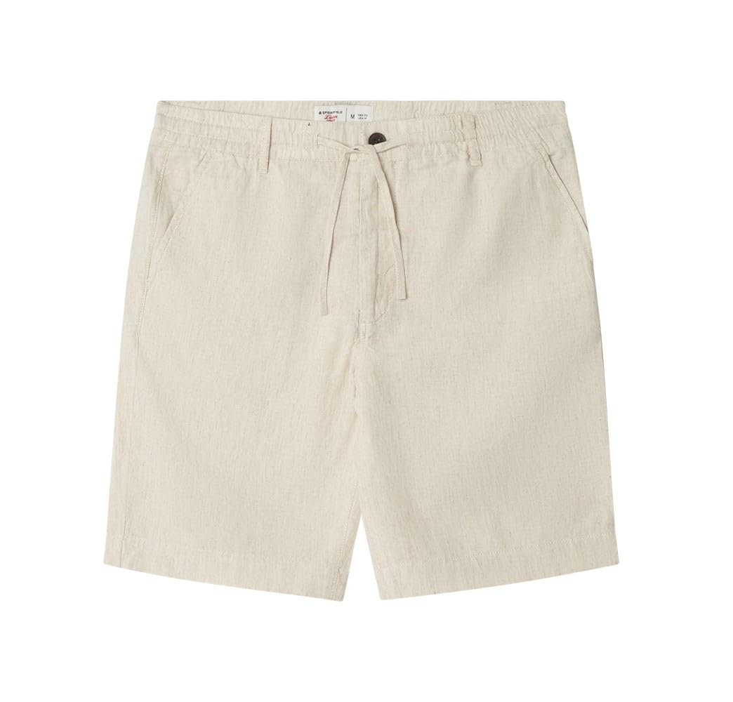 SPRINGFIELD Men's Berm Lino Basica Bermuda Shorts, White Print, S