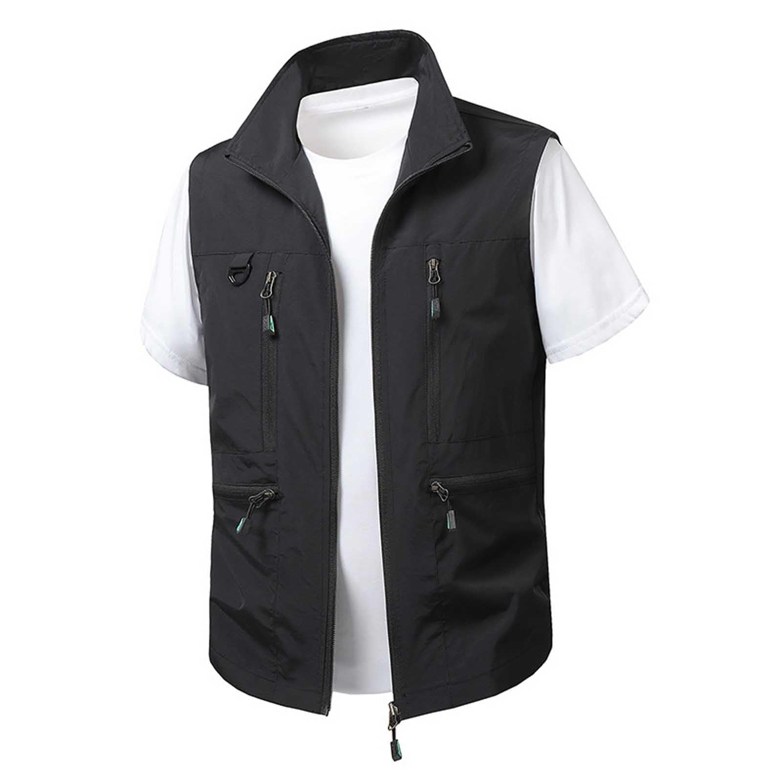 Generico Canotta Palestra Cotone Uomo Sportiva Tank Top Sport Traspirante Allenamento Elasticizzato Asciugatura Bodybuilding Gilet da Casual con Colletto e Tasche Cargo per la Primavera L'Estate