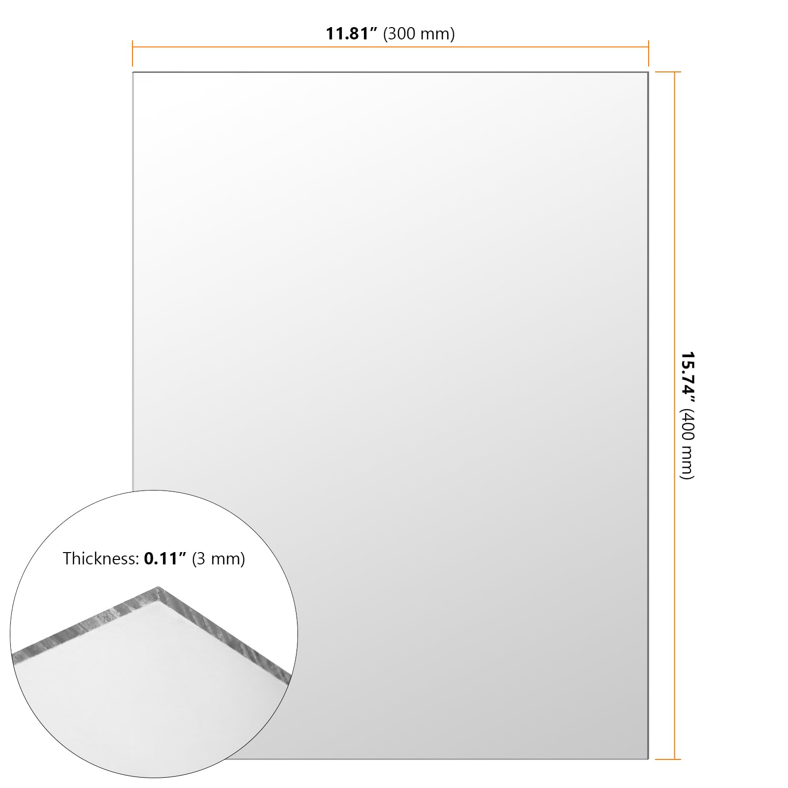 6 Specchi Acrilici Autoadesivi da Parete, 40 x 30 cm, 3 mm, Infrangibili, per Bagno, Soggiorno, Camera da Letto e Palestra
