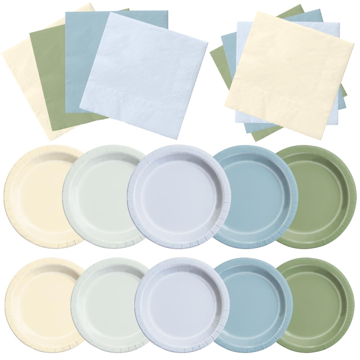 CMUSKO Boy Baby Shower Decorations - 60pcs Dusty Blue Sage Green Plates and Napkins Set Welcome Baby One Silly Goose Birthday Decorations Boy