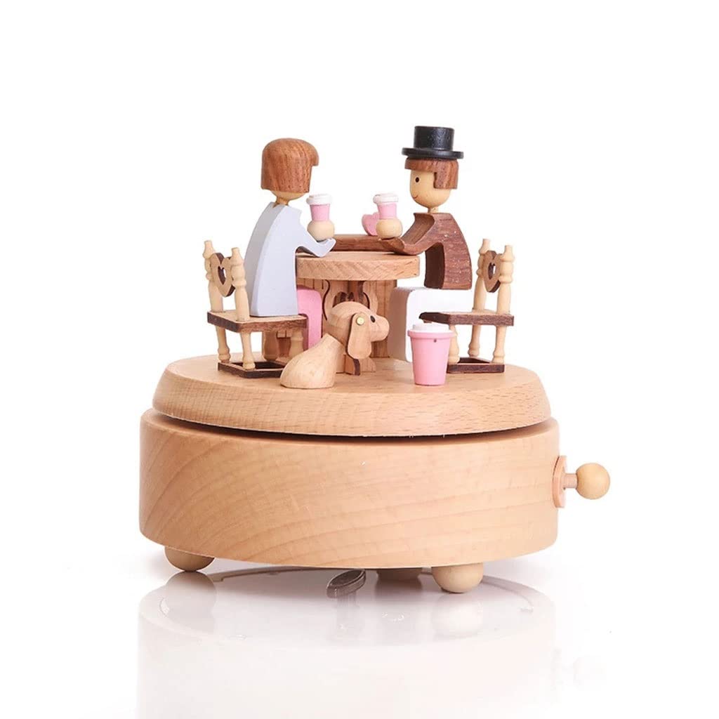 DKIUGL Birthday Gift Wooden Rotating Clockwork Music Box Handmade Crafts Home Decoration For A 2021
