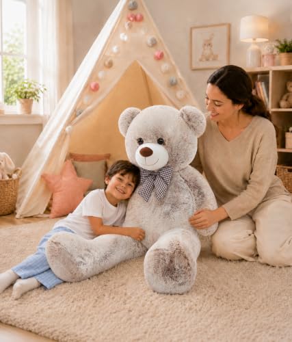 Image of MaoGoLan 47 Inch Big Teddy Bear Soft Two Tone Plush Toy for Kids Girlfriend | Premium dual-tone tie-dye fur design offers a unique aesthetic appeal that stands out from standard plush toys.