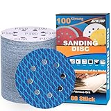 80 Stück Schleifpapier 125mm Klett P100 Körnung Rund 8 Loch Exzenterschleifer Schleifscheiben,Profi Anti-Verstopfungs-Design,für Wand Holz Metall und Lackoberfläche-ALPXUXP