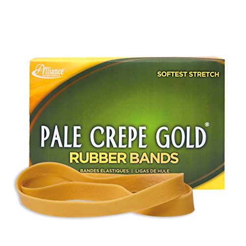 Alliance Rubber 21075 Pale Crepe Gold Rubber Bands Size #107, 1 lb Box Contains Approx. 60 Bands (7" x 5/8", Golden Crepe)