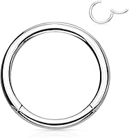 Vista 37 de Forbidden Body Jewelry - Piercing para la nariz de acero quirúrgico 316L con bisagra, 14G, 16G, 18G, diámetro de 15/64, 5/16, 25/64, 15/32 pulgadas