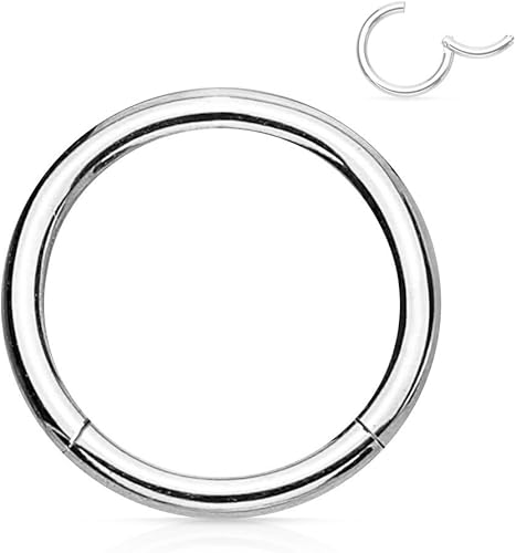 Miniatura 37 de Forbidden Body Jewelry - Piercing para la nariz de acero quirúrgico 316L con bisagra, 14G, 16G, 18G, diámetro de 15/64, 5/16, 25/64, 15/32 pulgadas