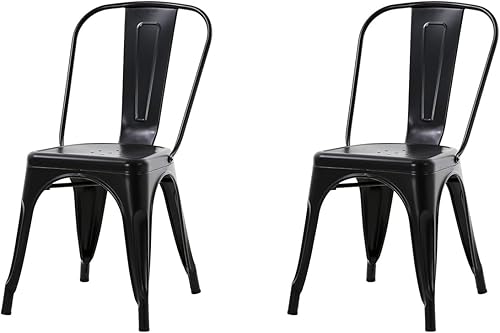 Juego de 2 sillas de metal para comedor, sillas de comedor de 18 pulgadas para exteriores, sillas de cocina de restaurante, sillas apilables, silla