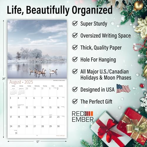 Image of RED EMBER Snowy Landscapes 2025 Wall Calendar 12 Month | 12 inch x 24 inch Open | Thick & Sturdy Paper | Giftable | Calendar 2025
