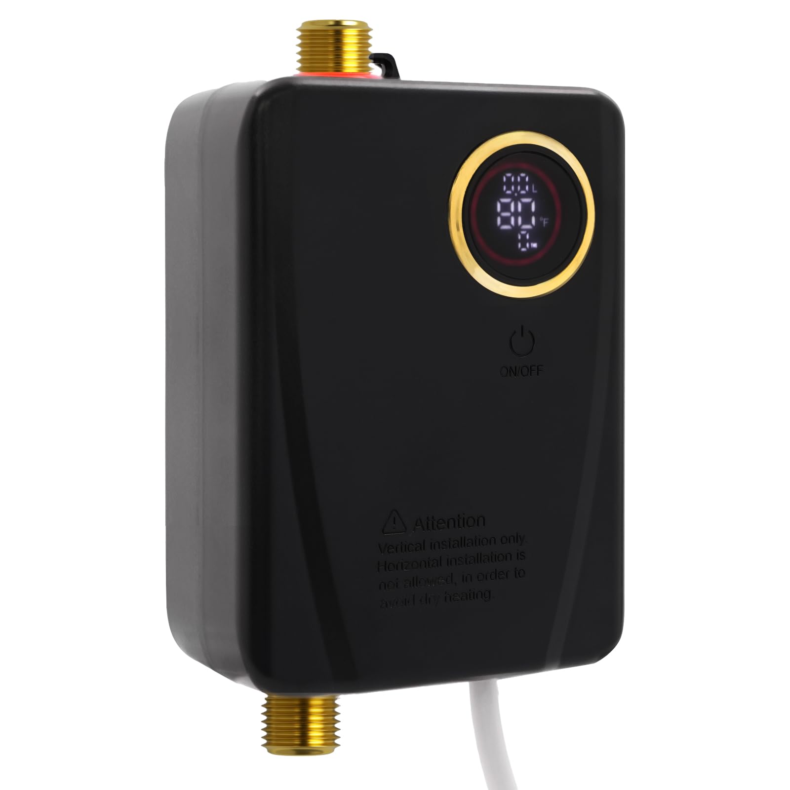 Scaldacqua elettrica 3500 W scaldabagno con indicatore LED per cucina e bagno Montaggio a parete Acqua calda istantanea Dimensioni compatte per piccoli spazi (nero)