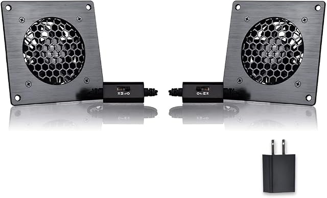 SCCCF USB Cabinet 80MM Fan Quiet Cooling Fan System 4" with Speed Control, for Home Theater AV Cabinets (2PACK)