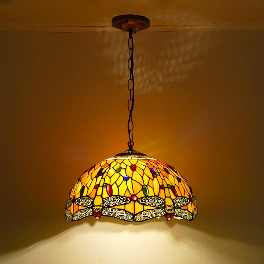 SXWNBIFH Contemporary Restaurant Chandelier American Countryside Living Room Bedroom Hotel Corridor Color Glass Pendant Lamp (C D30CM)