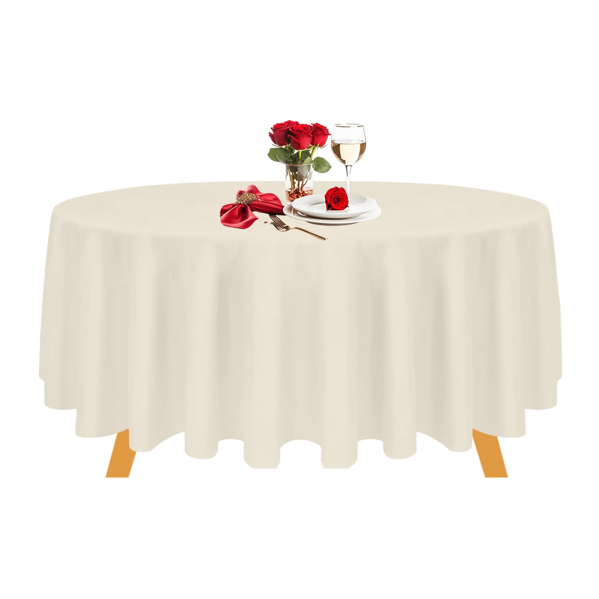 Nappe ronde de restaurant 335 cm ivoire pour table de réception