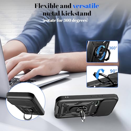 Image of Heavy Duty Back Case Cover for Xiaomi 17 Pro Max 5G, Shockproof Xiaomi 17 Pro Max Back Cover, Ring Case with Kickstand and Camera Protection Shutter - Black