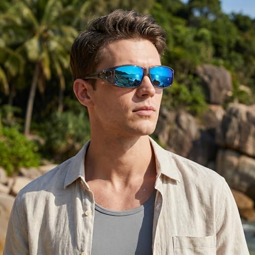 Image of SIPHEW Mirrored Sunglasses Polarized Fit Over Glasses for Men&Women | Wrap Around Sun Glasses,UV400 Protection,Lightweight & Comfortable,Driving,Outdoors