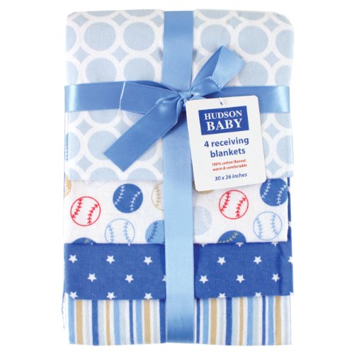 Image of Hudson Baby Unisex Baby Cotton Flannel Receiving Blankets, Pink Rose, One Size