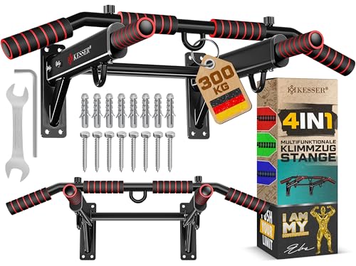 KESSER® 4in1 Klimmzugstange zur Wandmontage rutschfesten Griffen...