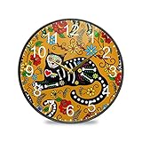 ALAZA Calavera Sugar Skull Black Cats Mexican Day of The Dead Wall Clock Battery Operated Silent Non...