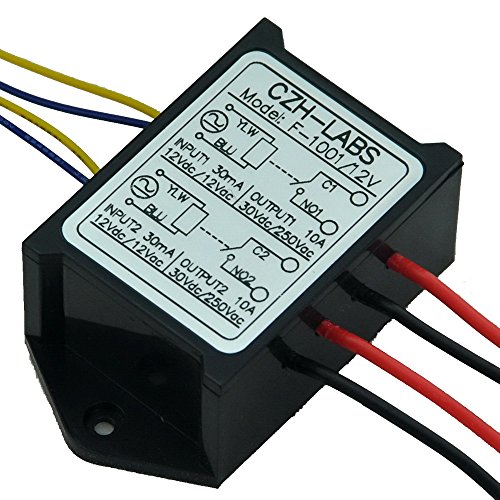 Electronics-Salon 1PCS Dual SPST-NO 10Amp Power Relay Module, AC/DC 12V Control Voltage.