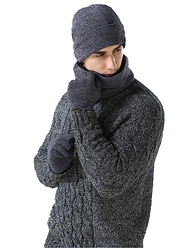 Écharpe bonnet gants homme ensemble 3 pièces hiver chaud maille modèle TPS-G