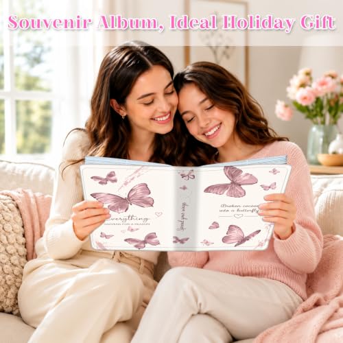 Image of Photo Album 4x6 120 Pockets Blush Butterfly Pattern