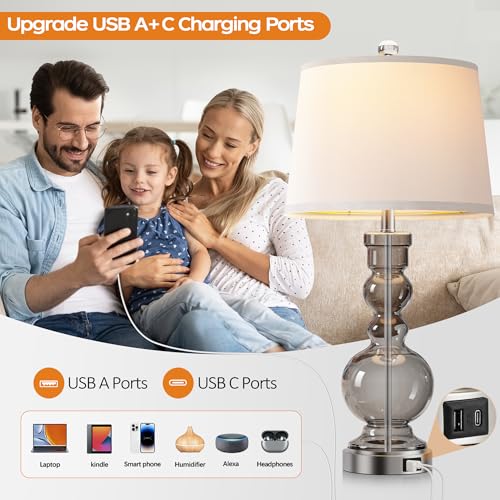 Lámparas de Mesa de Noche Hamucd Juego de 2 con USB miniatura 3