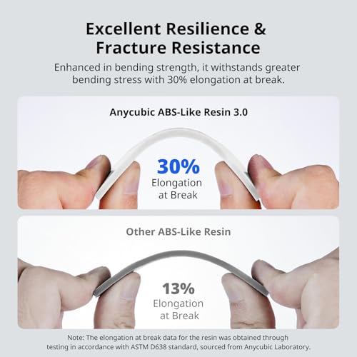 Image of ANYCUBIC ABS-Like Resin 3.0, 3D Printer Resin with Enhanced Strength and Toughness, High Precision and Minimal Shrinkage, Wide Compatibility for All LCD Resin 3D Printers (White, 2kg)