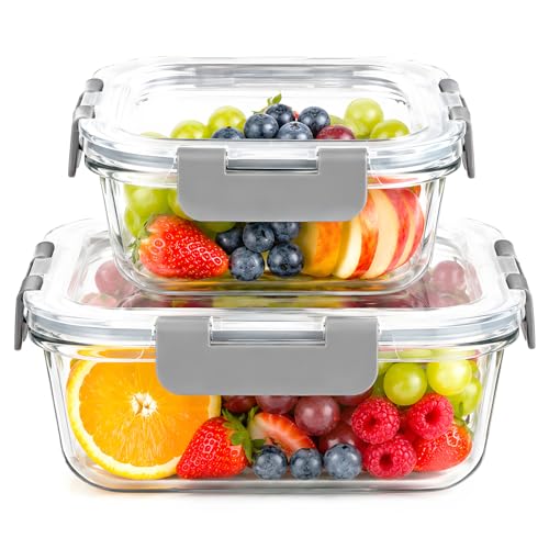 OFFASST Glasbehälter mit Deckel, 2-teilig Meal Prep Boxen & Frischhaltedosen aus Borosilikatglas… – Ansicht 1
