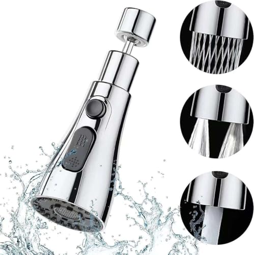 Homecure 360 Degree Water Saving Faucet Adjustable | Tap filter, Tap extender for kitchen sink | Flexible Anti Splash Water Saving Movable | Sprinkle Head Nozzle for & Kitchen (1, Chrome)