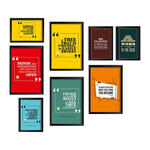 Image of PAPER PLANE DESIGN Motivational Quotes Framed Wall Paintings - Inspiring Quotes Frames For Office And Home Decor set of 8 (9 x 12.5 Inches ; 18 x 12.5 Inches). (B)