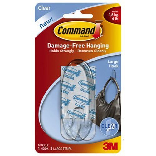 Image of Command Outdoor Large Clear Wall Hooks, 1 Hook and 2 Command Strips, Damage Free Hanging Wall Hooks for Hanging Christmas Decorations with Weather Resistant Strips, Holds up to 4 lb (Pack of 130)