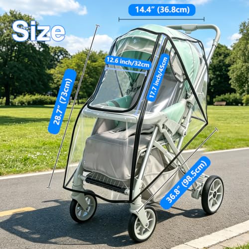 Image of TUPI Stroller Rain Cover, Protector for Wind, Rain, Dust, Snow-Universal | Outdoor Weather Shield with Clear View,Premium PVC Material,Easy to install,Durable Zipper Design,Breathable & Durable