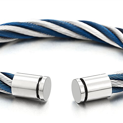 Large Elastic Adjustable Steel Cuff Bangle Bracelet for Men Women2