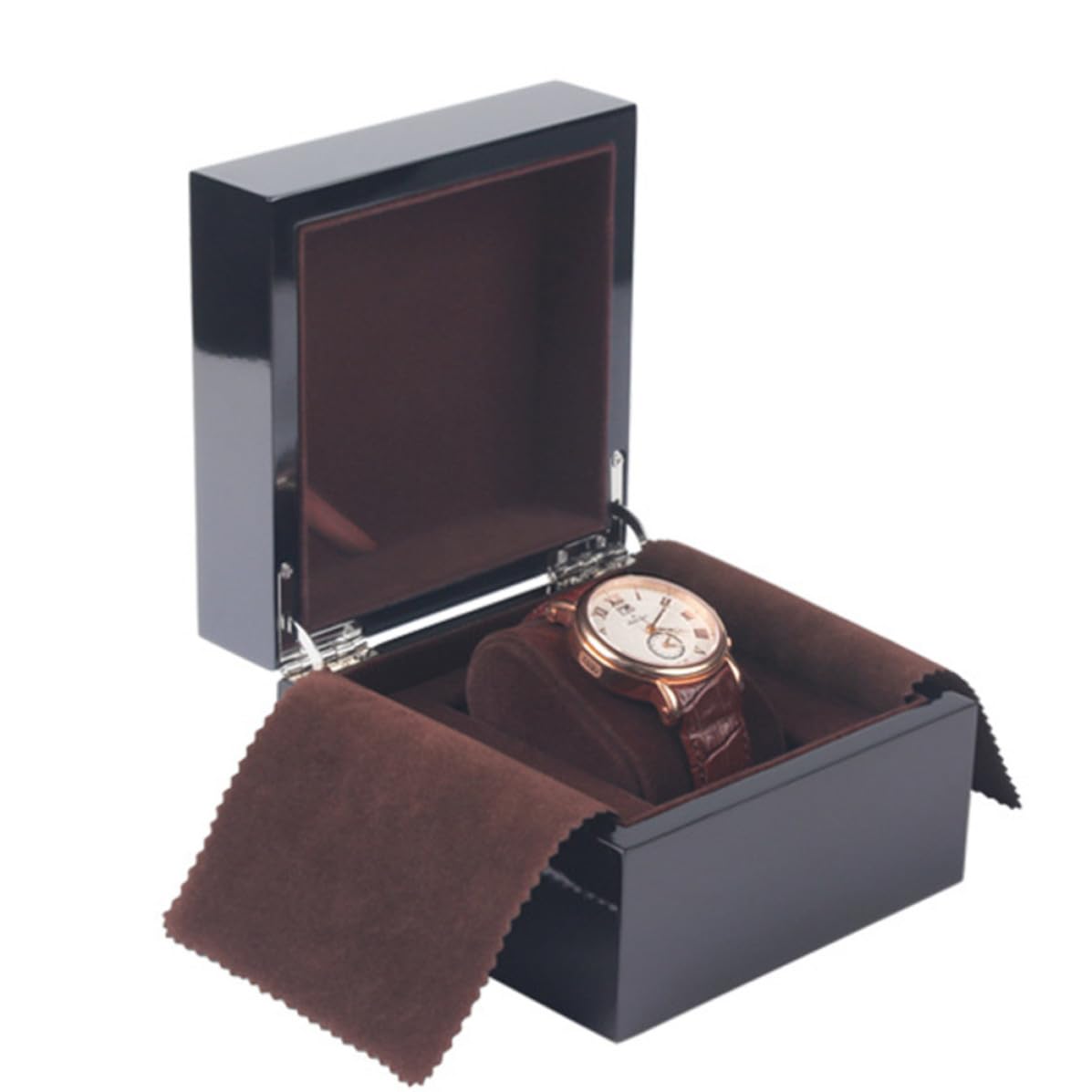 Caja de Madera Negra para Relojes, Exhibidor y Almacenamiento Portátil