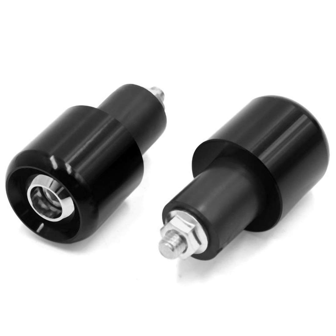 AUTUT 2 Pcs Aluminum Motorcycle Grips Handle Bar End Plug Small Size Ends Fit for 7/8" Handlebar (Black)