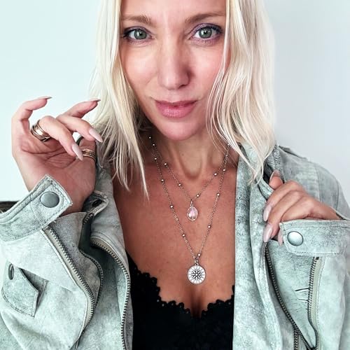 Katia Designs “This Too Shall Pass” Star Necklace – 36" Gold or Silver Plated Brass Satellite Chain with Faceted Clear AB Crystal – Dainty Boho Jewelry for Women, Quick-Connect Clasp, Nickel-Free3