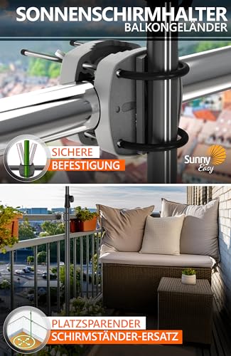 4smile Sonnenschirm Balkon SunnyShade - Sonnenschutz Balkon 3-in-1 SET, Beige - UPF 50+ Sonnenschirm rechteckig 200 x 125 cm + Sonnenschirmhalter Balkongeländer + Sonnenschirmhülle 4