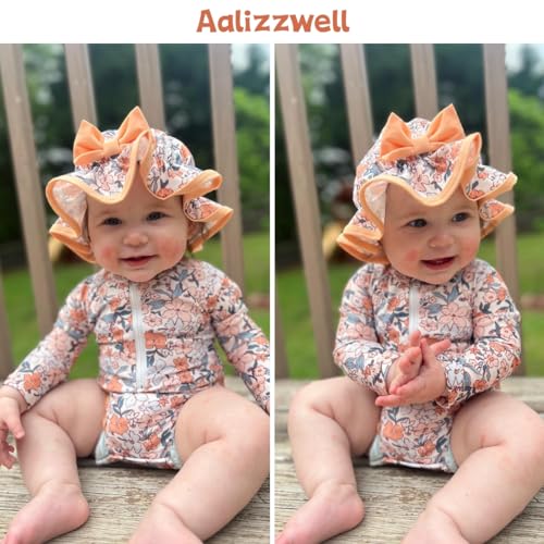 Aalizzwell Baby Girls Long Sleeve One Piece Swimsuit with Hat - Image 4