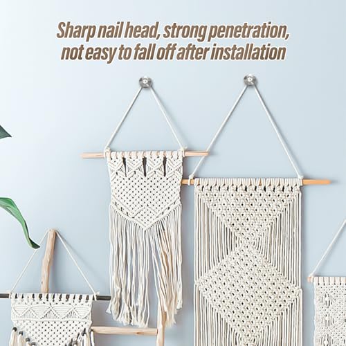 Image of 100Pcs Silver Double Headed Picture Hangers Nails, Small Head Thumb Tacks Nails for Hanging Picture Photo Tapestry