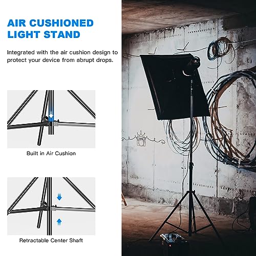 Image of Heavy Duty Light Stand 9.8ft / 3m Adjustable 10KG / 22LB Max Loading Photography Air Cushioned Tripod Stand with 1 /4 inch Thread Used for Video Light, Strobe, Reflectors, Umbrella, Softboxes