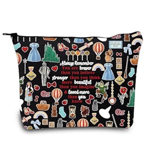 LEVLO Wizard Dorothy Cosmetic Make up Bag You Are Braver Stronger Smarter Than You Think Gift Dorothy Ruby Red Slippers Makeup Zipper Pouch Bag For Women Girls (Always Dorothy Black)