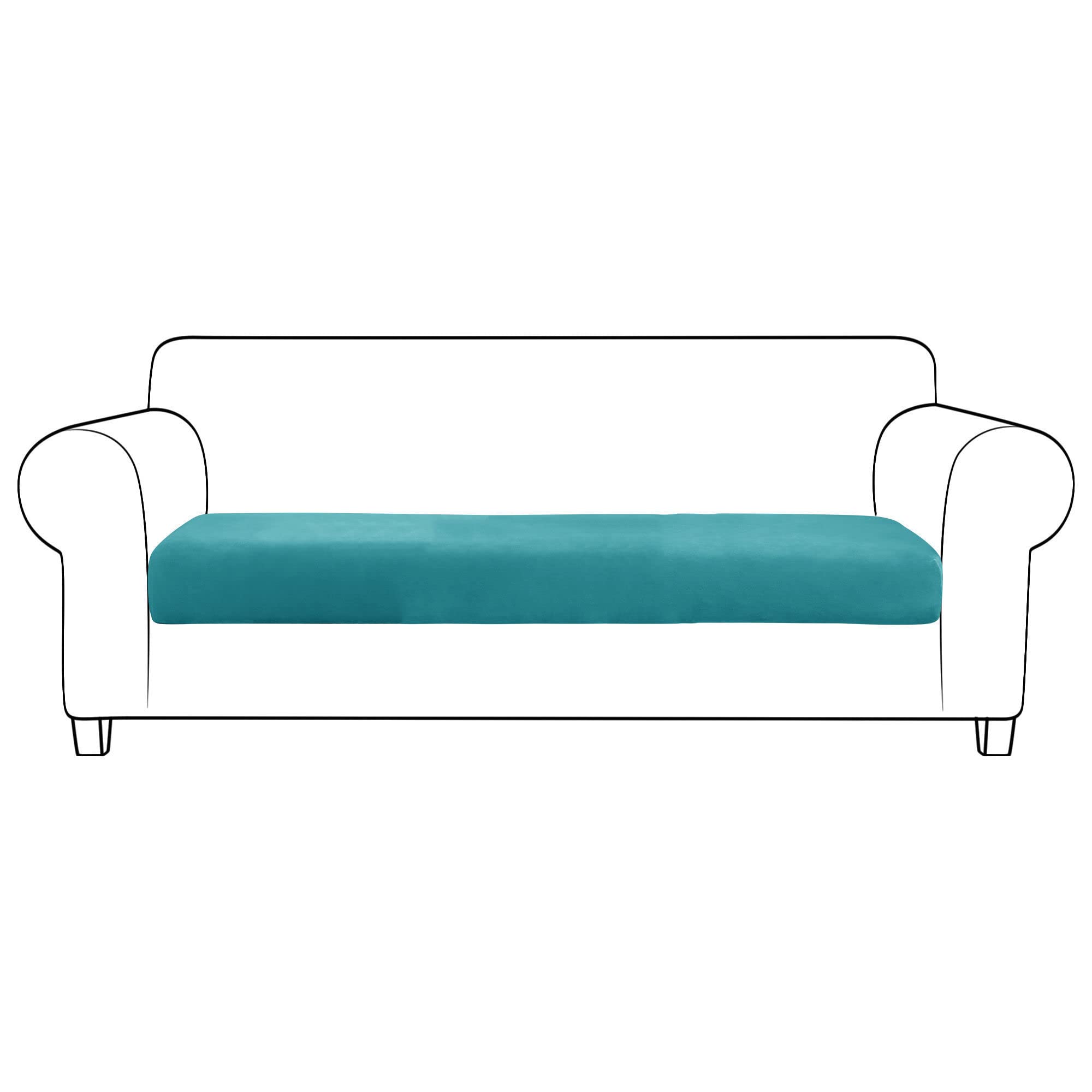 SVFOEBJM Velvet Sofa Seat Cushion Covers, Sofa Cushion Covers Stretch Couch Cushion Cover Soft With Elastic Bottom Sofa Seat Cover For Chair Sofa-Teal-3-seater