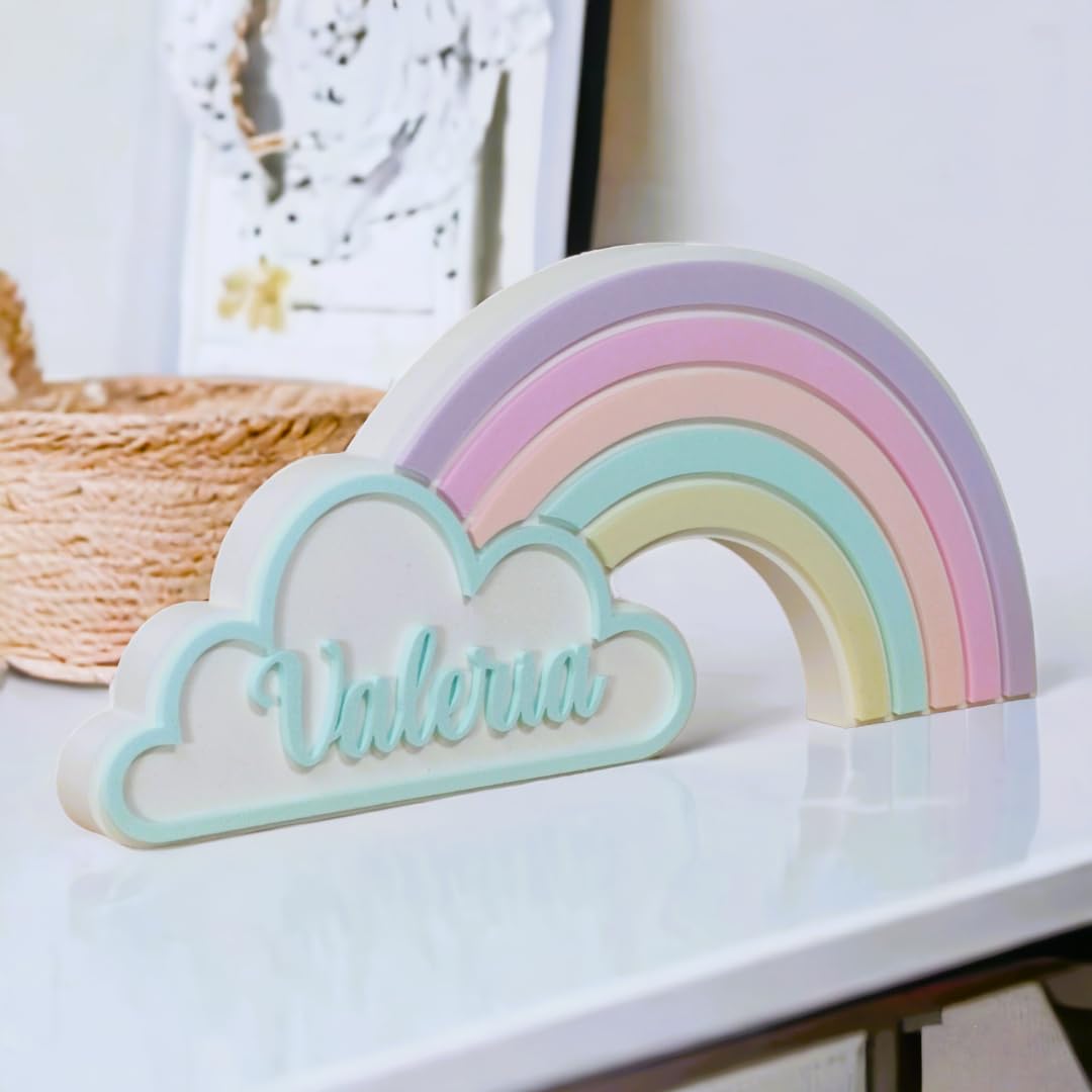 Arcobaleno con nome personalizzato. Diversi modelli tra cui scegliere. Regalo per neonati e bambini. Decorazione per baby shower e caramelle, per la cameretta dei bambini e la cameretta