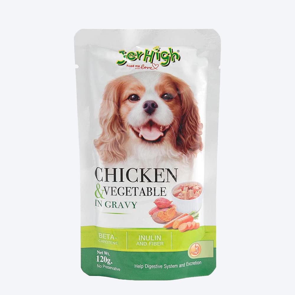 Jerhigh Pet Food - Chicken and Vegetable in Gravy 120 gm (Pack of 5)